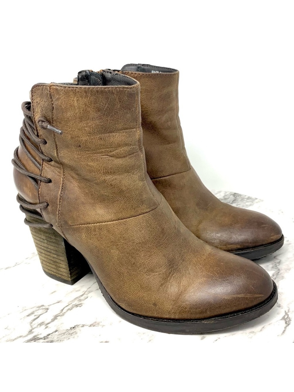 Steve Madden Raglin Brown Leather Corset Boots 8 Boho Moto Cottagecore Prairie